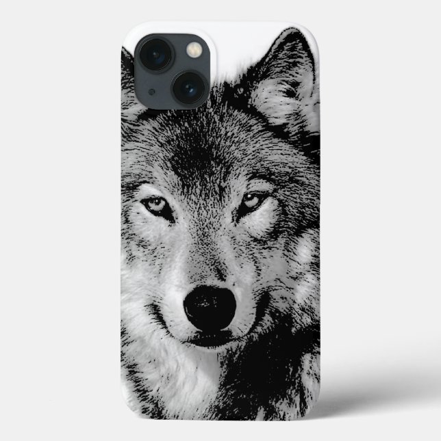Schwarz-Weiß-Wolf Case-Mate iPhone Hülle (Rückseite)