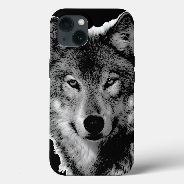 Schwarz-Weiß-Wolf Case-Mate iPhone Hülle (Rückseite)