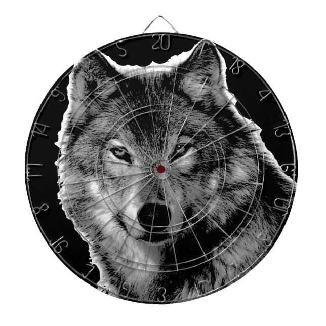 Schwarz-Weiß-Wolf Dartscheibe (vorne)