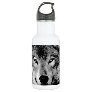 Schwarz-Weiß-Wolf Edelstahlflasche