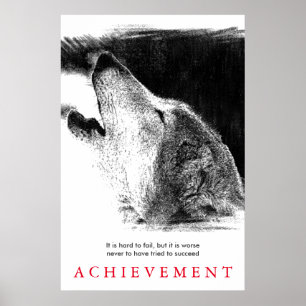 Schwarz-weiß Wolf Einzigartig Motivierend Poster
