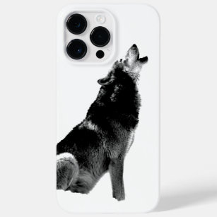 Schwarz & Weiß Wolf Howling auf dem Mond Case-Mate iPhone 14 Pro Max Hülle