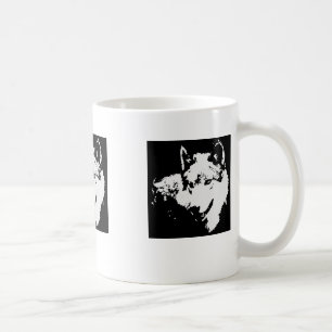 Schwarz-Weiß-Wolf Kaffeetasse