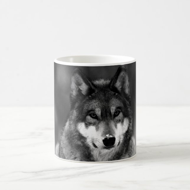 Schwarz-Weiß-Wolf Kaffeetasse (Mittel)
