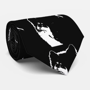 Schwarz-Weiß-Wolf Krawatte