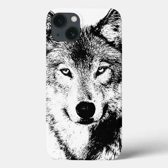 Schwarz & Weiß Wolf Kreative Stilarbeit Case-Mate iPhone Hülle (Rückseite)