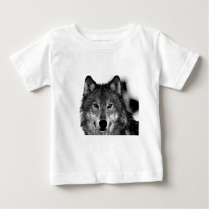 Schwarz-Weiß-Wolf-Kunstwerk Baby T-shirt