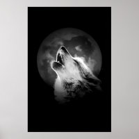 Schwarz & Weiß Wolf & Mond