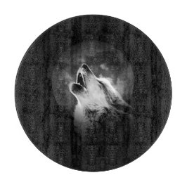 Schwarz & Weiß Wolf & Mond Schneidebrett