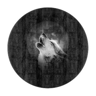 Schwarz & Weiß Wolf & Mond Schneidebrett