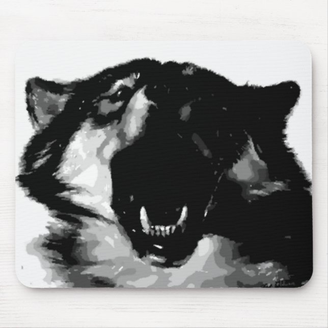 Schwarz-Weiß-Wolf Mousepad (Vorne)