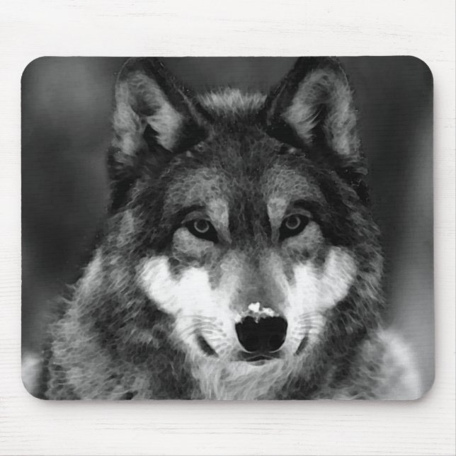 Schwarz-Weiß-Wolf Mousepad (Vorne)