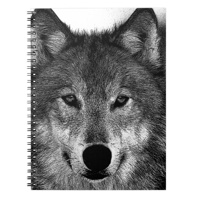 Schwarz-Weiß-Wolf Notizblock (Vorderseite)