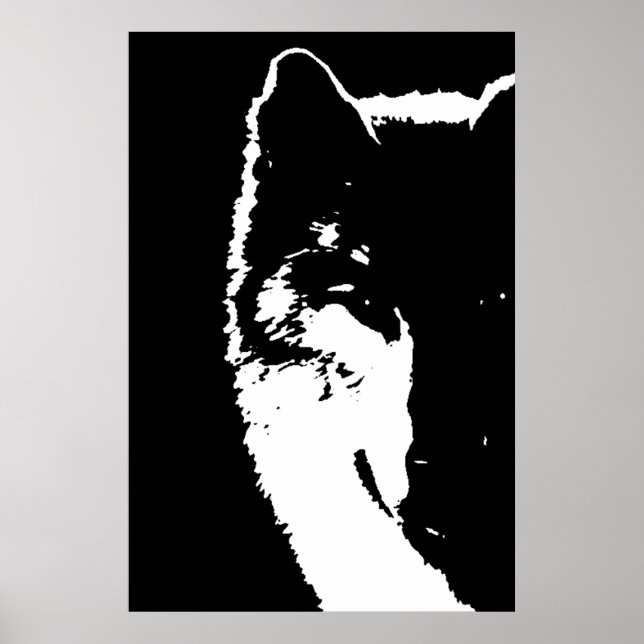 Schwarz-Weiß-Wolf Pop-Poster Poster (Vorne)