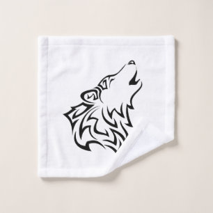 Schwarz-Weiß-Wolf-Stamm Waschlappen