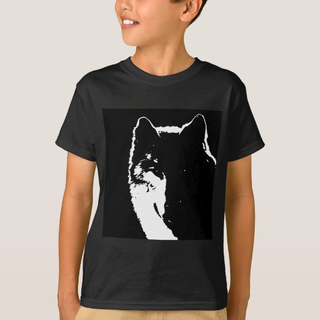 Schwarz-Weiß-Wolf T-Shirt (Vorderseite)