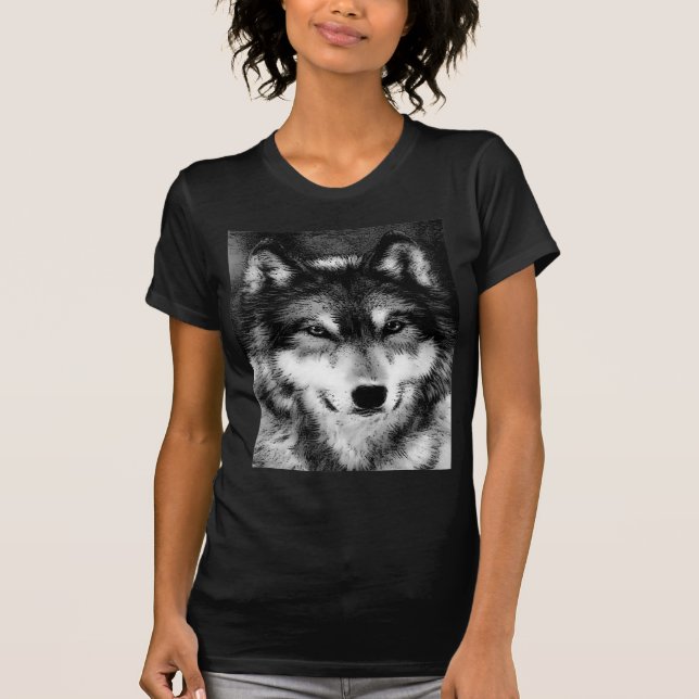 Schwarz-Weiß-Wolf T-Shirt (Vorderseite)