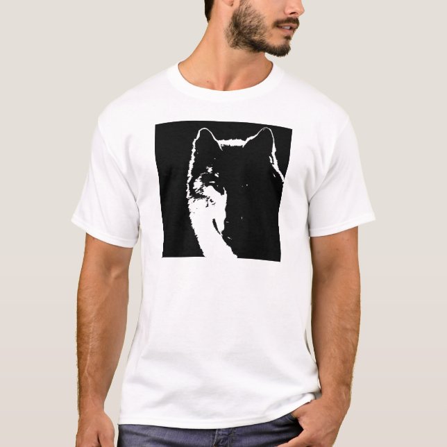 Schwarz-Weiß-Wolf T-Shirt (Vorderseite)