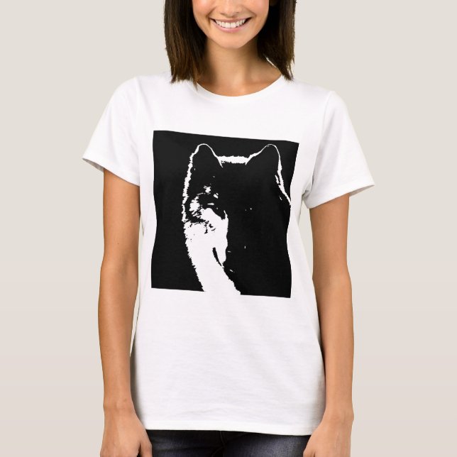 Schwarz-Weiß-Wolf T-Shirt (Vorderseite)