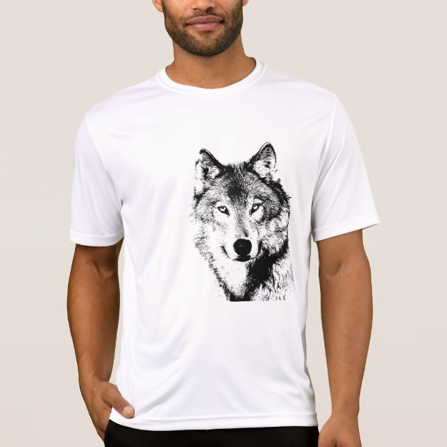 Schwarz-Weiß-Wolf T-Shirt (Vorderseite)