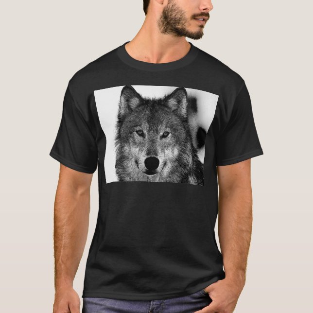 Schwarz-Weiß-Wolf T-Shirt (Vorderseite)