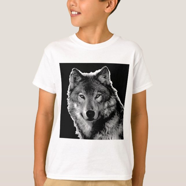 Schwarz-Weiß-Wolf T-Shirt (Vorderseite)