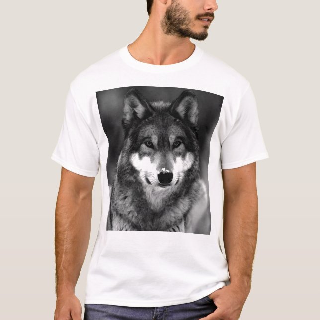 Schwarz-Weiß-Wolf T-Shirt (Vorderseite)