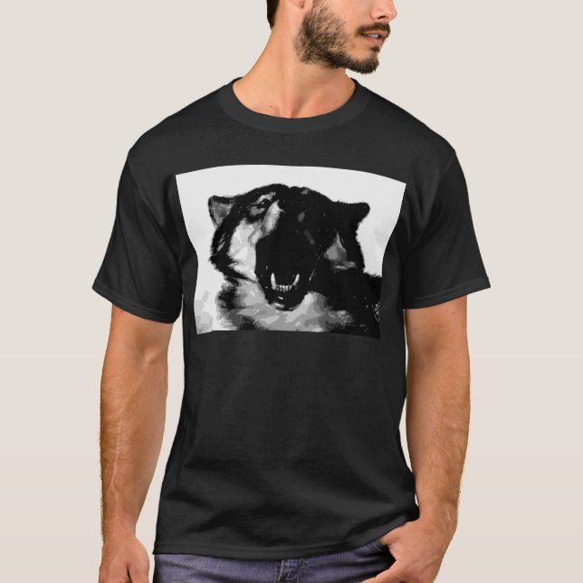 Schwarz-Weiß-Wolf T-Shirt (Vorderseite)