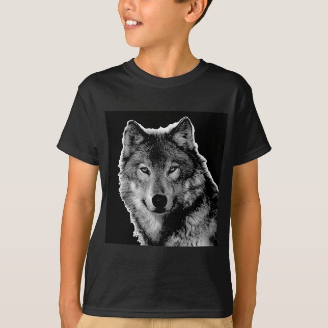 Schwarz-Weiß-Wolf T-Shirt (Vorderseite)