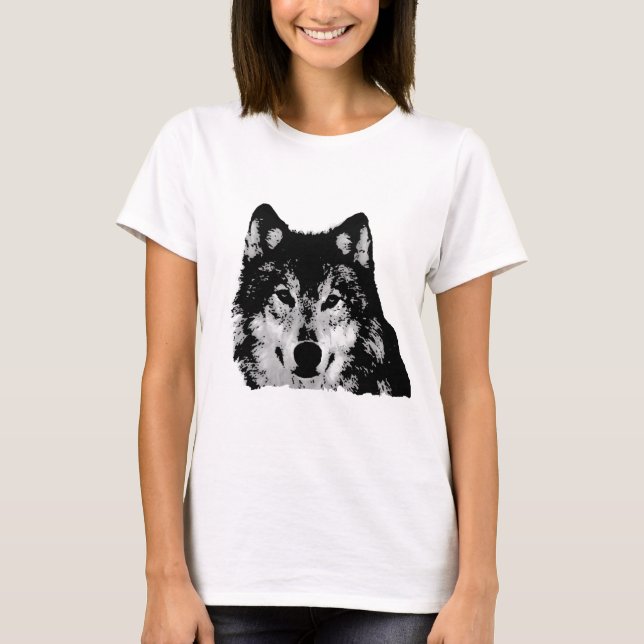 Schwarz-Weiß-Wolf T-Shirt (Vorderseite)