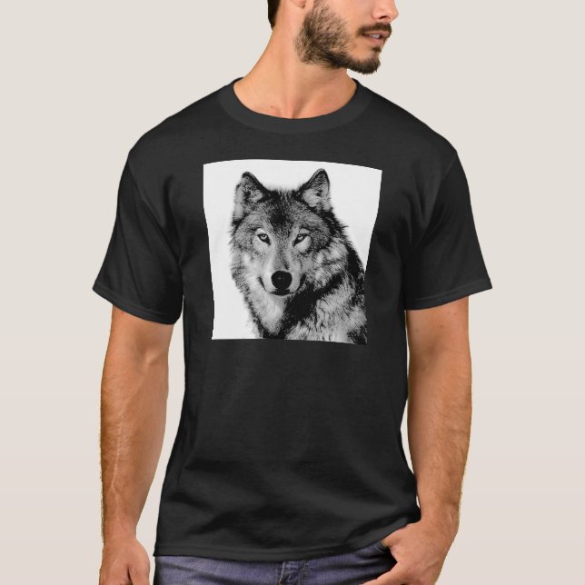 Schwarz-Weiß-Wolf T-Shirt (Vorderseite)