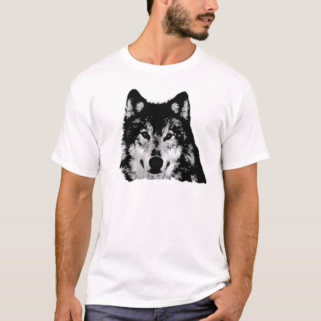 Schwarz-Weiß-Wolf T-Shirt (Vorderseite)