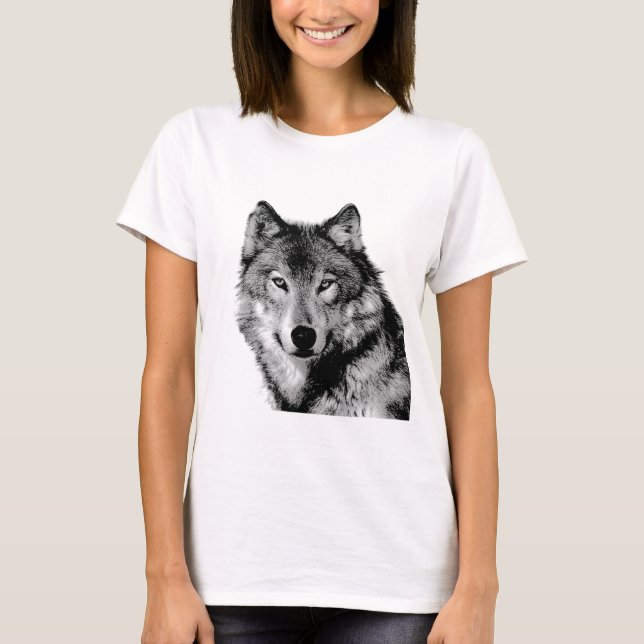 Schwarz-Weiß-Wolf T-Shirt (Vorderseite)