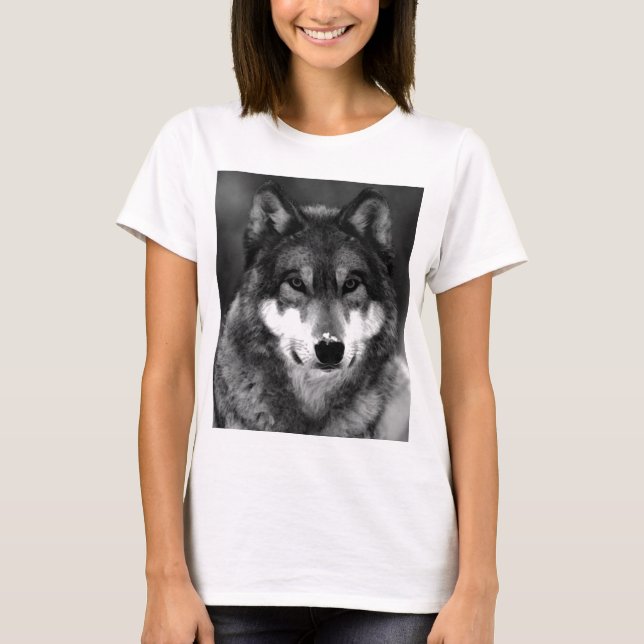 Schwarz-Weiß-Wolf T-Shirt (Vorderseite)