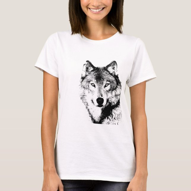 Schwarz-Weiß-Wolf T-Shirt (Vorderseite)