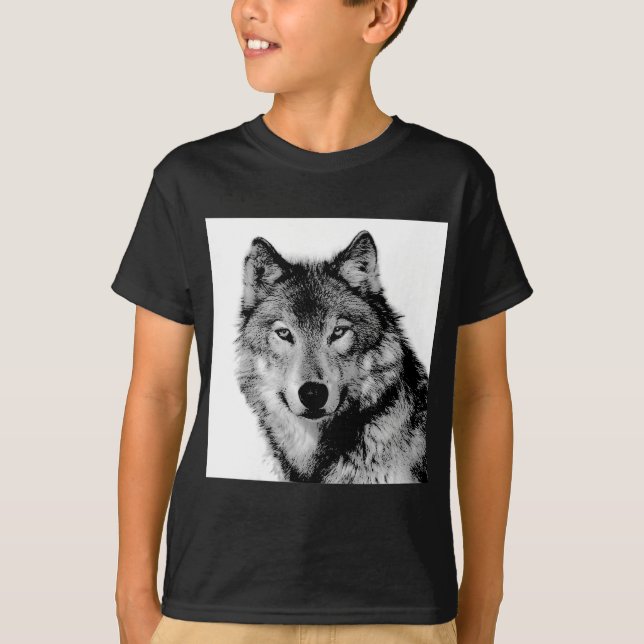 Schwarz-Weiß-Wolf T-Shirt (Vorderseite)