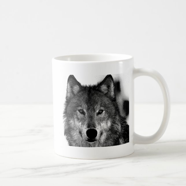 Schwarz-Weiß-Wolf Tasse (Rechts)