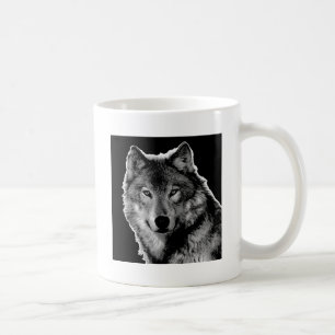 Schwarz-Weiß-Wolf Tasse