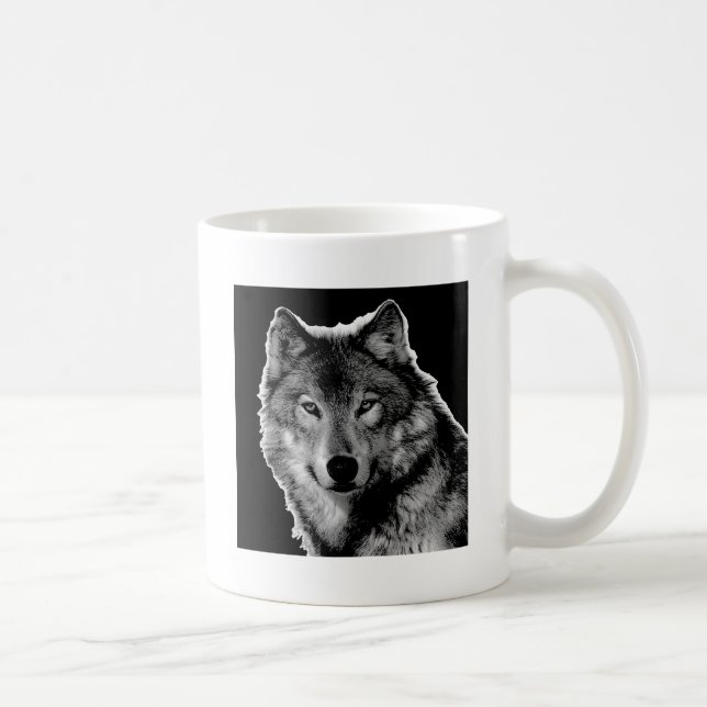 Schwarz-Weiß-Wolf Tasse (Rechts)