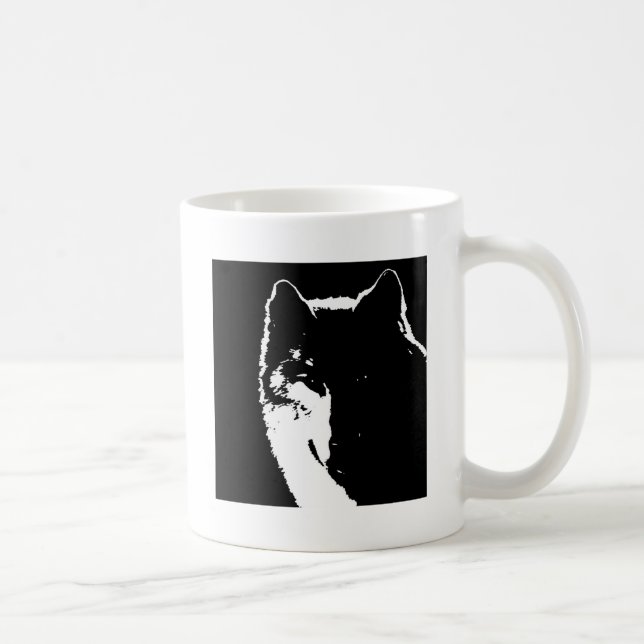 Schwarz-Weiß-Wolf Tasse (Rechts)