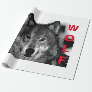 Schwarz-Weiß-Wolfauge-Kunstwerk Geschenkpapier