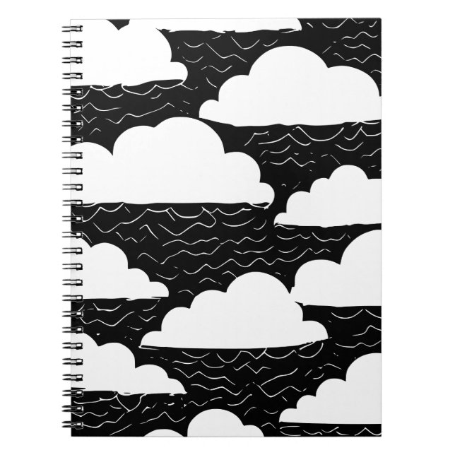 Schwarz-Weiß-Wolkenmuster-Notizbuch Notizblock (Vorderseite)