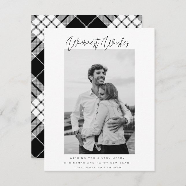 Schwarz-Weiß-Wünsche Foto Weihnachten (Vorne/Hinten)