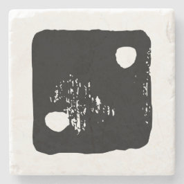 Schwarz-Weiß-Würfel #2 Rustikale Linocut Steinuntersetzer