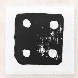 Schwarz-Weiß-Würfel #4 Rustikale Linocut Glasuntersetzer