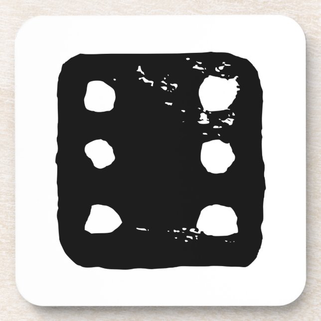 Schwarz-Weiß-Würfel #6 Rustikale Linocut Getränkeuntersetzer (Vorderseite)