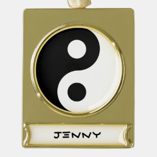 Schwarz-Weiß Yin Yang Banner-Ornament Gold