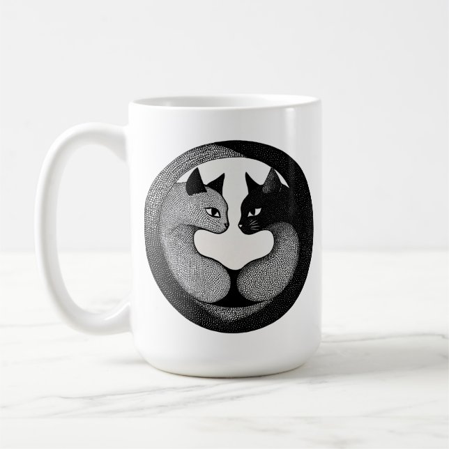 🐱 Schwarz-Weiß-Yin-Yang-Katzen-Geschenk  Kaffeetasse (Links)
