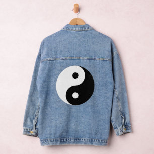 Schwarz-weiß Yin Yang Logo denim Jacke