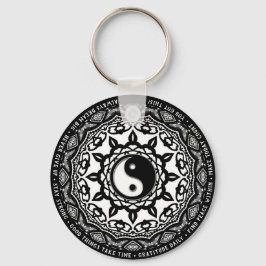 Schwarz-weiß Yin Yang Mandala Tägliche Erinnerung Schlüsselanhänger